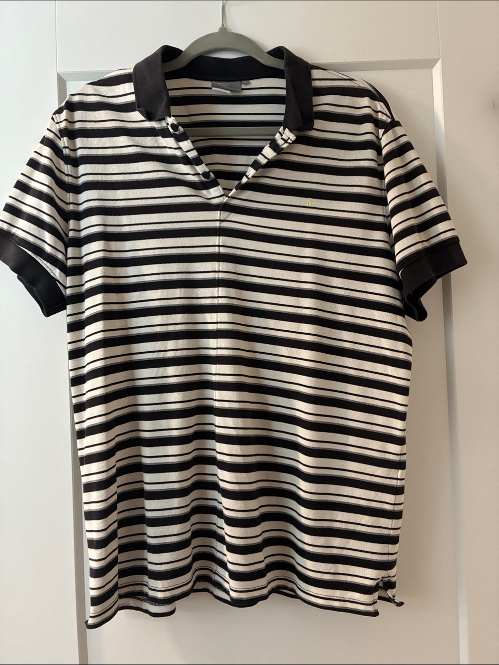 J. Lindeberg Black and White Striped Polo